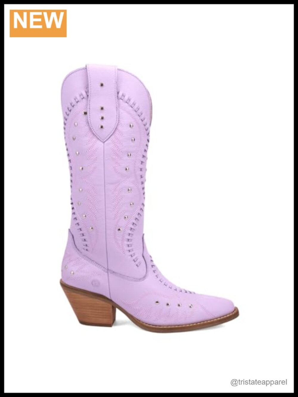 Embroidered Studded Snip Toe Western Mid Calf Pull On Boots Leather